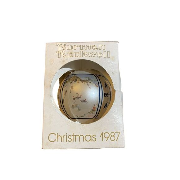 Norman Rockwell Other - Vintage Norman Rockwell, Christmas 1987 glass sled riding ornament inbox